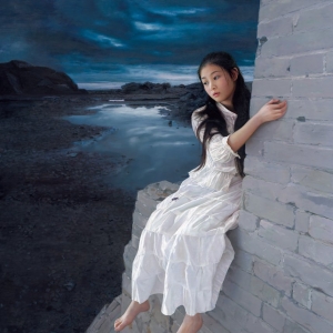 吳靜涵人物油畫(huà)作品《白裙子女孩》欣賞及成交價(jià)