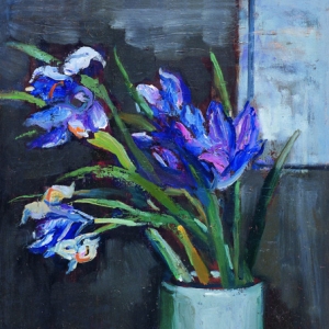 關良油畫花卉《鳶尾花》欣賞
