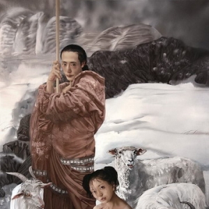 劉溢人物油畫作品《蘇武牧羊》拍賣成交價欣賞