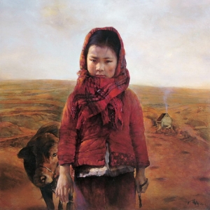 劉德潤人物油畫作品《沂蒙女娃》欣賞