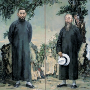 袁文彬油畫(huà)人物《傲骨文心——沈鈞儒與李公樸》欣賞