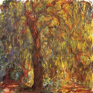 莫奈油畫_暖色樹林_作品高清下載