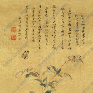 清 金鑰 蔡含秋《花蝴蝶圖》國畫高清大圖下載