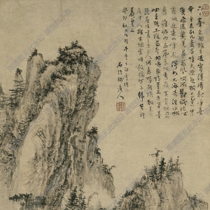 清 髡殘《溪山秋雨》國畫高清大圖下載