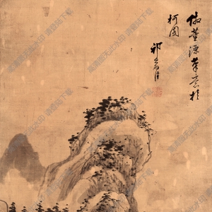 清 祁止祥《仿董源山水圖》國畫高清大圖下載