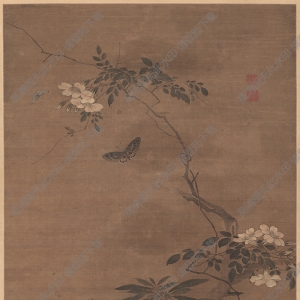 清 汪中《沒骨花卉條幅》國畫高清大圖下載