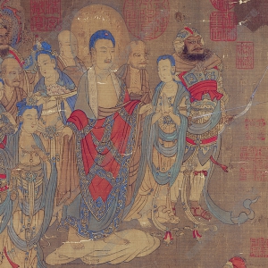 南宋 《燃燈佛授記釋迦文圖》國畫高清大圖下載