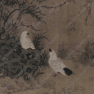 明 魯宗貴《玲峰鵓鴿圖》國(guó)畫高清大圖下載