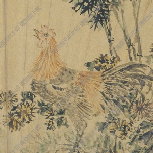 明 陳嘉言《雞鳴圖》國(guó)畫高清大圖下載