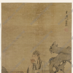 明 陳老蓮《老遲像》國(guó)畫高清大圖下載