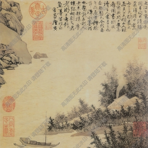 明 唐伯虎唐寅《震澤煙樹圖》國(guó)畫高清大圖下載