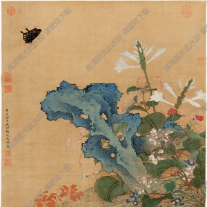 明 文俶《秋花蛺蝶圖》國(guó)畫高清大圖下載