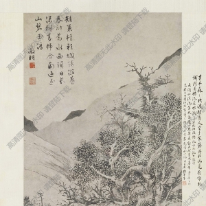 明 文征明《溪橋策杖圖》國(guó)畫高清大圖下載