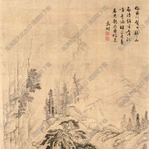 明 文征明《攜琴訪友圖》國(guó)畫高清大圖下載