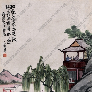 豐子愷《雙馬圖》國畫高清大圖下載