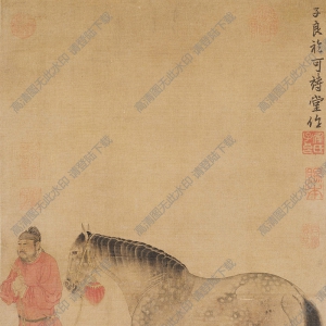 元 任賢佐《人馬圖》國(guó)畫高清大圖下載