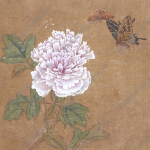 元 沈孟堅(jiān)《牡丹蝴蝶圖》國(guó)畫高清大圖下載