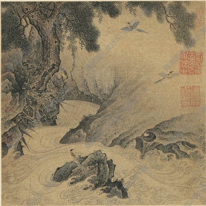 宋 佚名《畫松澗山禽圖》 國(guó)畫高清大圖下載