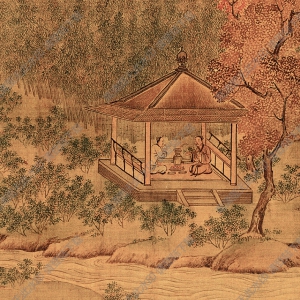 北宋 趙令穰《陶潛賞菊?qǐng)D》國畫高清大圖下載