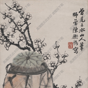 陳師曾《茶花梅花圖》國(guó)畫(huà)高清大圖下載