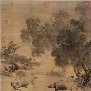 南宋 李迪《風(fēng)雨牧歸圖》國(guó)畫高清大圖下載