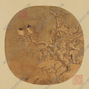 南宋 李迪《雙雀圖》國(guó)畫高清大圖下載