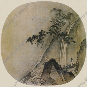南宋 夏圭《松下觀瀑》國(guó)畫高清大圖下載