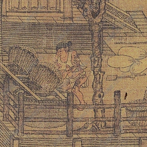 五代 佚名《無(wú)款閘口盤(pán)車(chē)》國(guó)畫(huà)高清大圖下載
