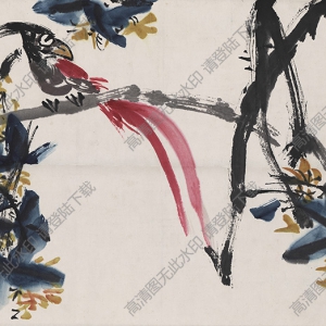 陳大羽《長(zhǎng)尾鳥圖》國(guó)畫高清大圖下載