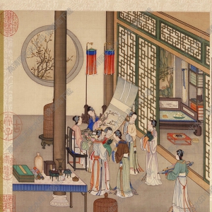 清 陳枚《圍爐博古》國(guó)畫(huà)高清大圖下載