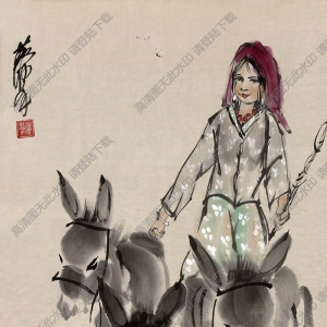 黃胄《牧驢》國(guó)畫高清大圖下載