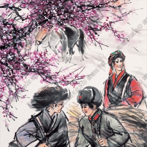 黃胄《勝似親人》國(guó)畫高清大圖下載