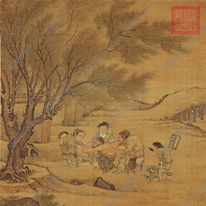 宋 李唐《炙艾圖》國(guó)畫高清大圖下載