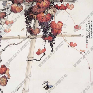劉奎齡《花蝶葡萄圖》國(guó)畫高清大圖下載