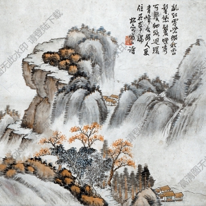 錢松巖《青嶂合幽圖》國(guó)畫高清大圖下載