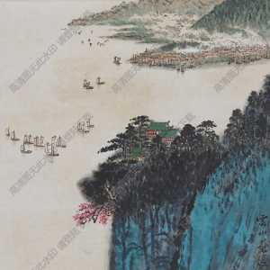 錢松巖《云山蒼江圖》國(guó)畫高清大圖下載