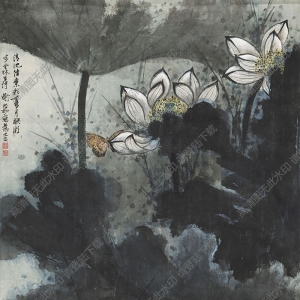 謝稚柳《荷花圖》國畫高清大圖下載