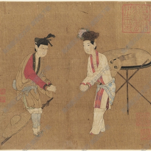 南宋《雜劇-打花鼓圖》國(guó)畫高清大圖下載