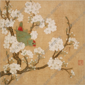 宋《梨花鸚鵡圖》國(guó)畫(huà)高清大圖下載