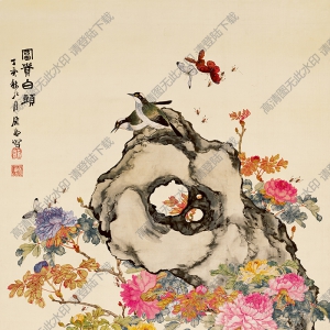居廉超高清《富貴白頭圖》百度云網盤下載