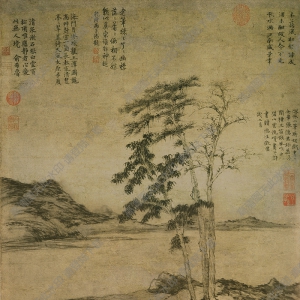 倪瓚超高清《疏林圖》國畫百度云網盤下載