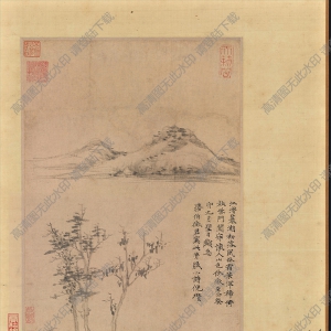 倪瓚超高清《江渚風(fēng)林圖》國(guó)畫百度云網(wǎng)盤下載