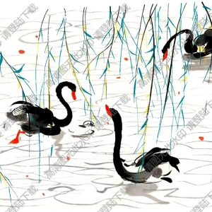 吳冠中國(guó)畫_天鵝_高清大圖下載