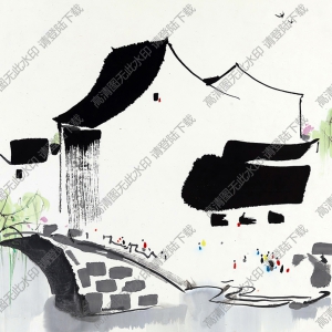 吳冠中國(guó)畫(huà)_江南水鄉(xiāng)_高清大圖下載