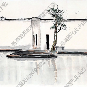 吳冠中國(guó)畫(huà)作品_雙燕_高清大圖下載