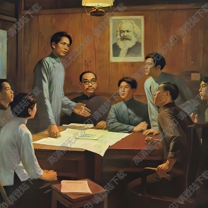 周樹橋油畫作品_湖南共產(chǎn)主義小組_高清大圖下載