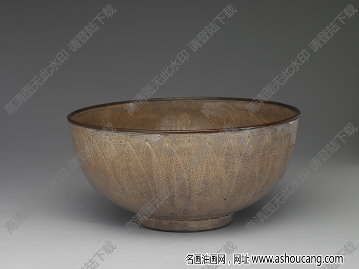 宋 明白瓷劃花蓮瓣紋碗 高清大圖下載