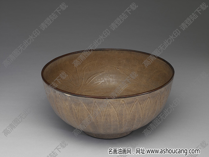 宋 明白瓷劃花蓮瓣紋碗 高清大圖下載