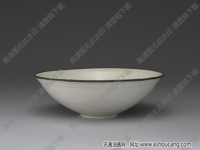 金 定窯白瓷印花蓮塘水鳥紋碗 高清大圖下載