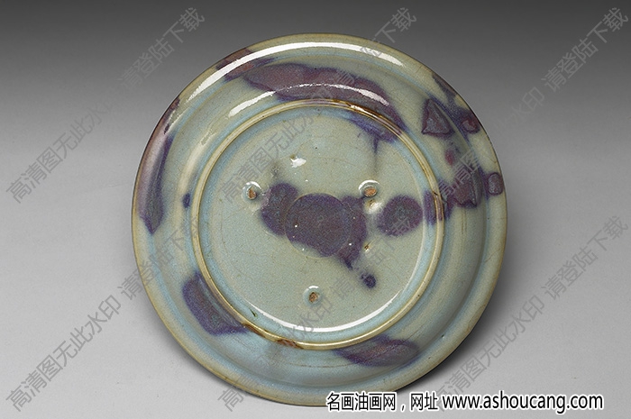 金-元 鈞窯天藍紫斑圓盤 高清大圖下載